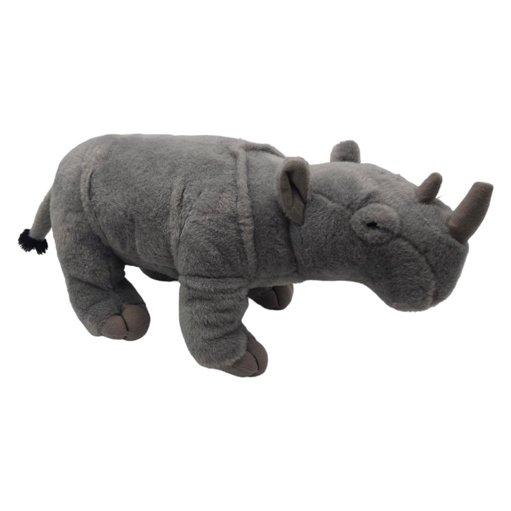 Adventure Planet Realistic Rhino Plush 15" Gray Stuffed Animal Toy M2